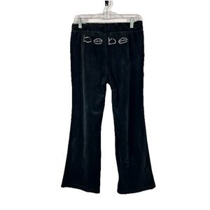 Bebe Women's Velvet Sweatpants Size XL Black Y2K Streetwear Grunge Whimsigoth